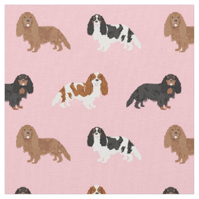 Tecido Cavaleiro Rei Charles Spaniel rosa (Detalhe)