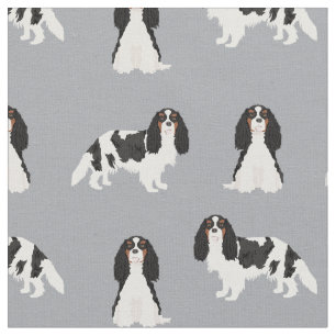 Tecido Cavaleiro Tricolor Rei Charles Spaniel Florals