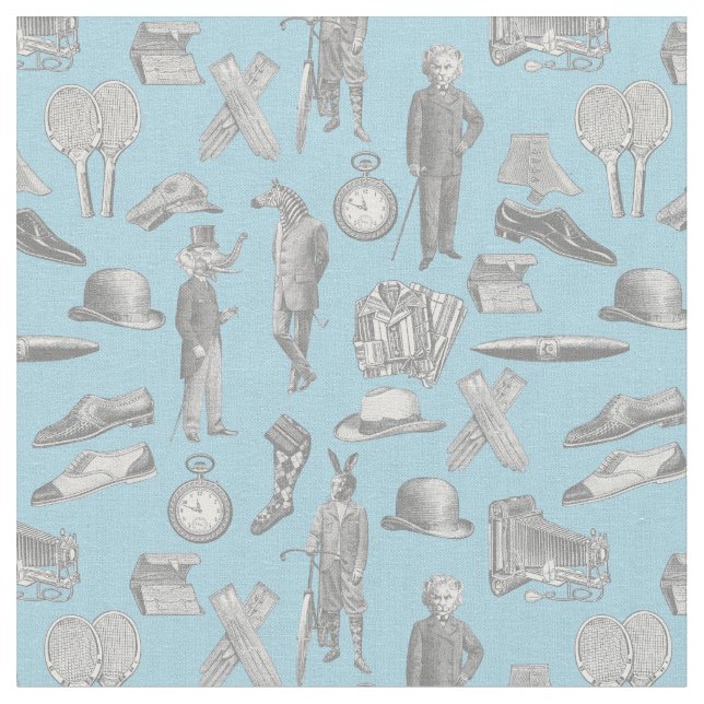 Tecido cavalheiros vitorianos antigos bichos peludos (Detalhe)