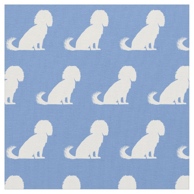 Tecido Cavalier King Charles Dog Silhouette Pet Blue (Detalhe)