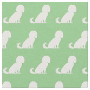 Tecido Cavalier King Charles Dog Silhouette Pet Green