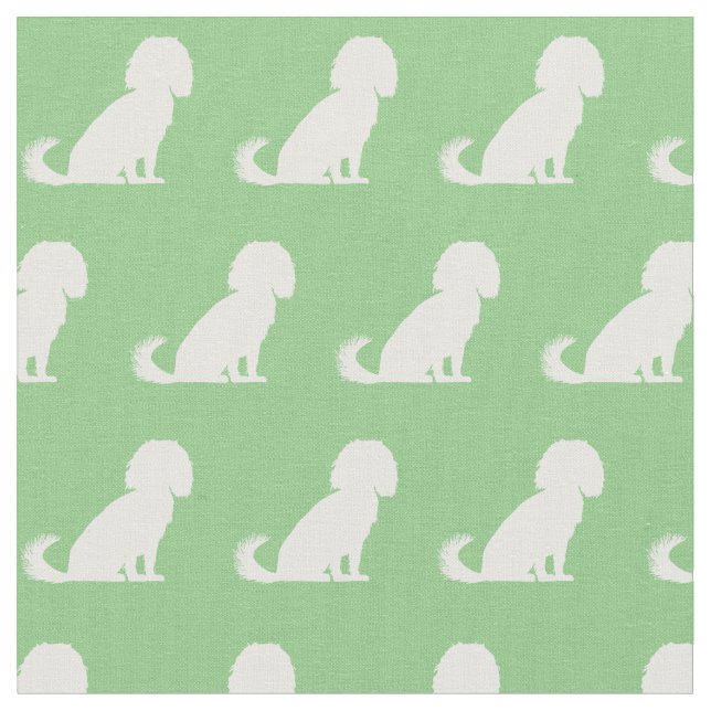 Tecido Cavalier King Charles Dog Silhouette Pet Green (Detalhe)