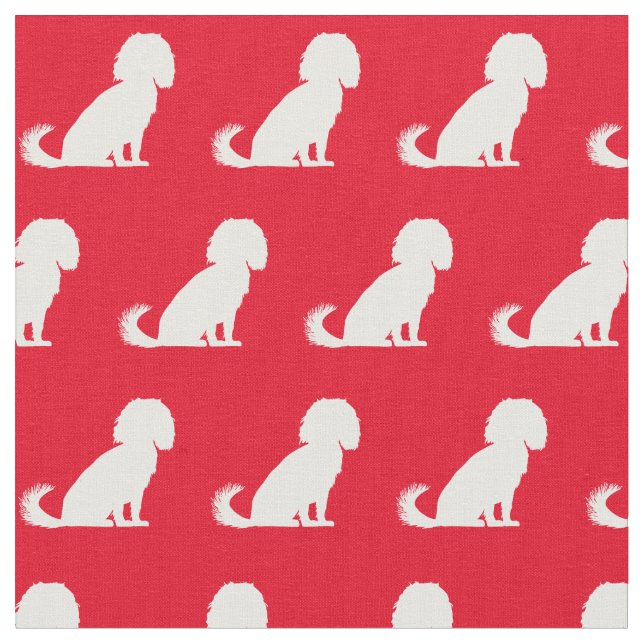 Tecido Cavalier King Charles Dog Silhouette Pet Red (Detalhe)