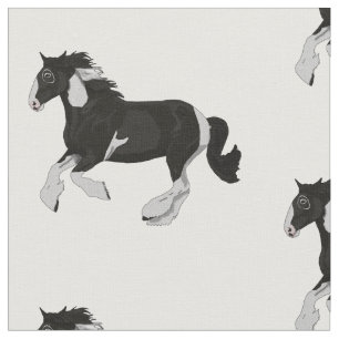 Tecido Cavalo aciganado de Vanner do Pinto preto e branco