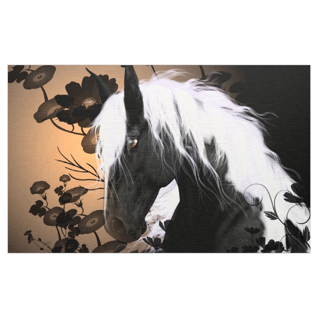 Tecido Cavalo bonito em preto e branco (Jarda)