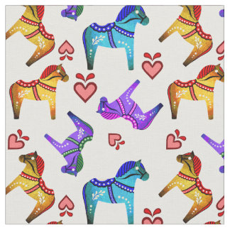 Tecido Cavalo folk Dala azul/vermelho/rosa/roxo/verde, co