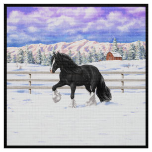 Tecido Cavalo Preto e Branco Vanner Cigano Tinker