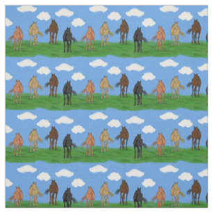 Tecido Cavalos com nuvens Ilustração Padrão