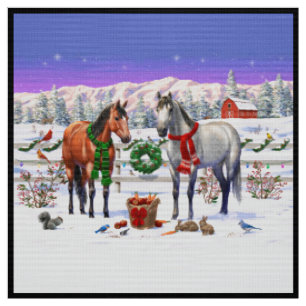 Tecido Cavalos de Natal na neve