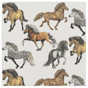 Tecido Cavalos Islandeses em Movimento