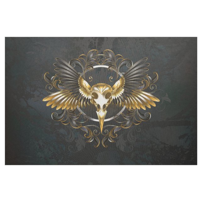 Tecido Caveira de ouro sobre fundo preto (Jarda)