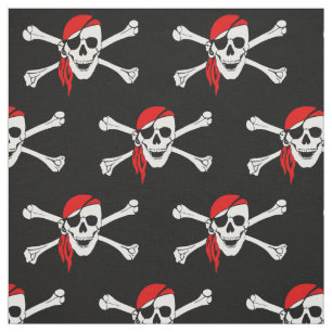 Tecido Caveira e ossos cruzados de pirata