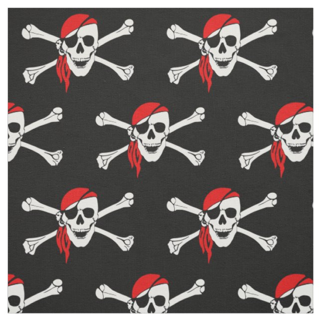 Tecido Caveira e ossos cruzados de pirata (Modelo)