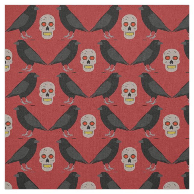Tecido Caveira Gótica e o Guardião Ravens Halloween (Modelo)