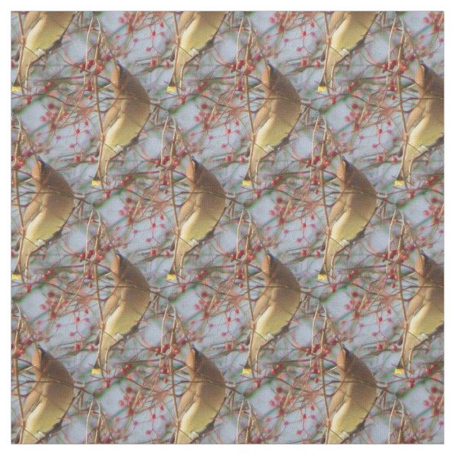 Tecido Cedar Waxwing Bird Nature Patterno (Modelo)