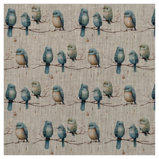 Tecido Celebração Rustic Woodland Love Birds (Modelo)