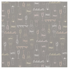 Tecido Celebrações de Champanhe em Cinzas