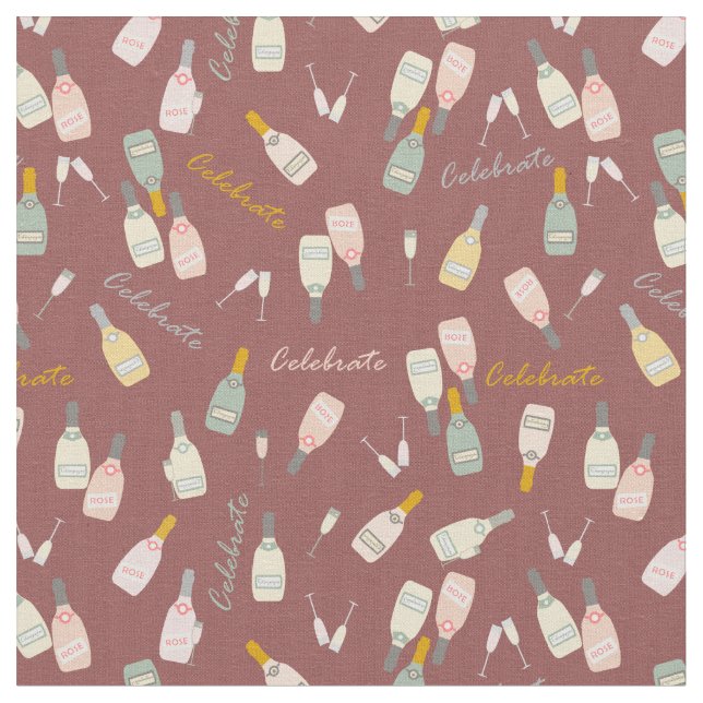 Tecido Celebrações de Champanhe em Maroon (Detalhe)