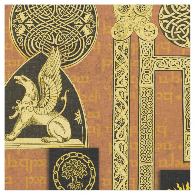 Tecido Céltico Gryphon e Kells (Detalhe)