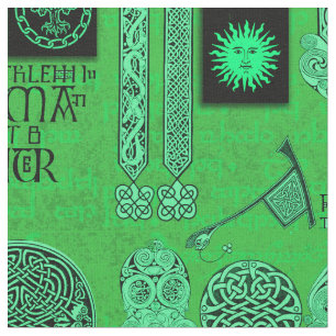 Tecido Céltico Gryphon e verde esmeralda de Kells