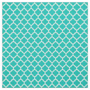 Tecido Cerceta, teste padrão branco #5 Sz3 de Quatrefoil