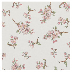 Tecido Cereja Flor Vintage Retro Floral Branco