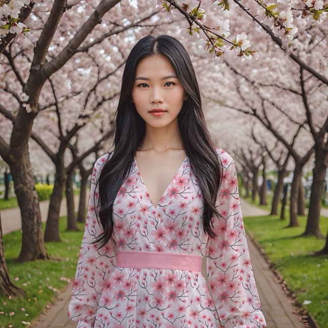 Tecido Cereja floresce em branco (Criador carregado)