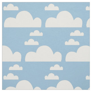 Tecido Céu azul bonito & linhas pontilhadas nuvens