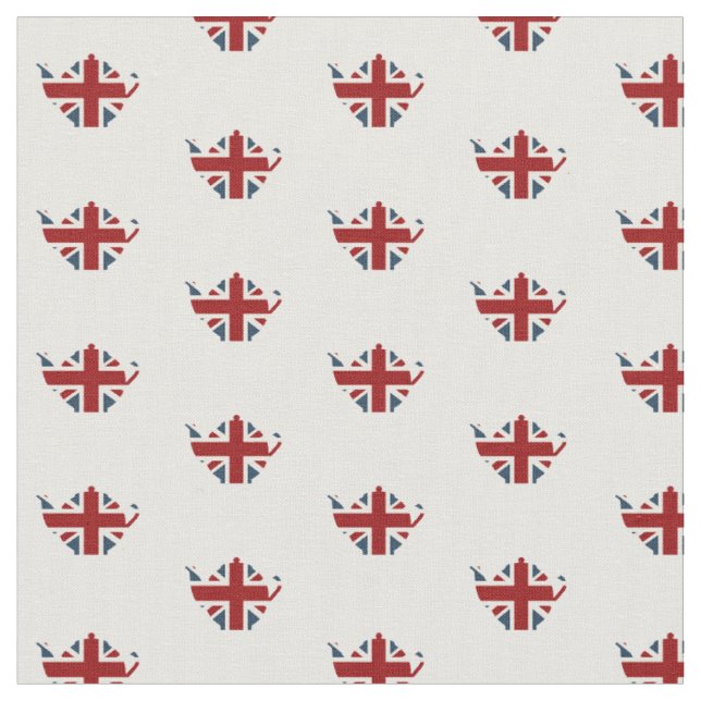 Tecido Chaleira de chá inglesa patriótica de Union Jack (Detalhe)
