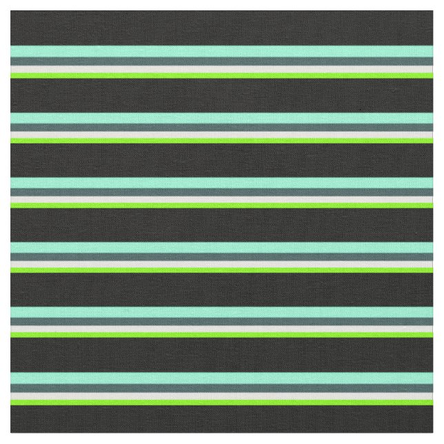 Tecido Chartreuse, Branco, Cinzas, Aquamarine e Preto (Detalhe)