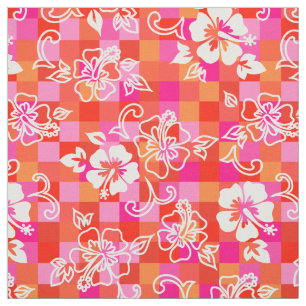Tecido Checkerboard Hibiscus Hawaiian Floral