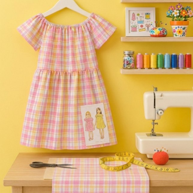 Tecido Cheerful Spring Pink Plaid Craft  (Sew pretty spring plaid dresses and home accents with  pink  plaid fabric. )