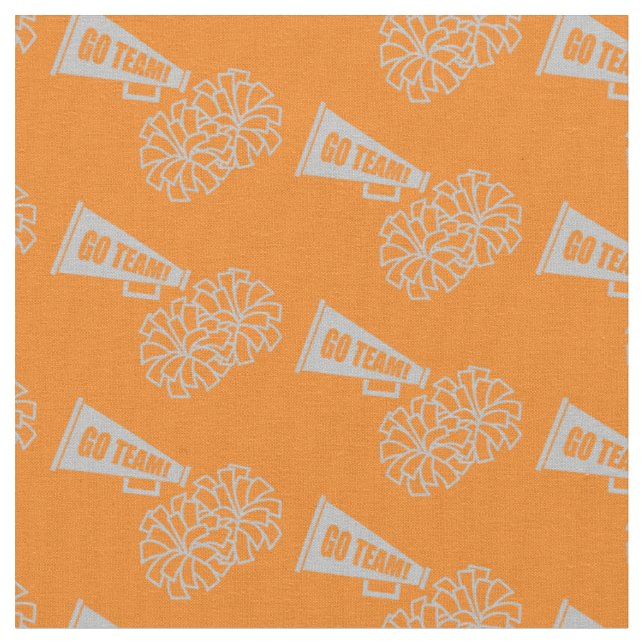 Tecido Cheerleader Equipe Colunas Cinzas Prata Laranja (Detalhe)