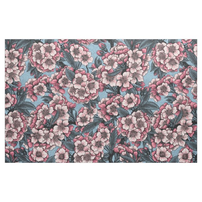 Tecido Cherry blossom in pink and blue (Fat Quarter)