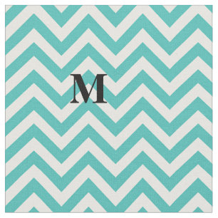 Tecido Chevron azul com monograma