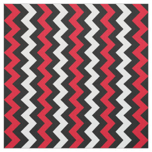 Tecido Chevron branco e vermelho preto