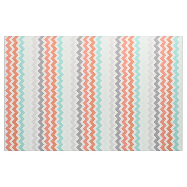 Tecido Chevron médio listra o roxo cinzento coral azul (Jarda)