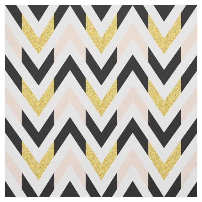 Tecido Chevron rosa pálido, preto, branco, Dourado (Modelo)