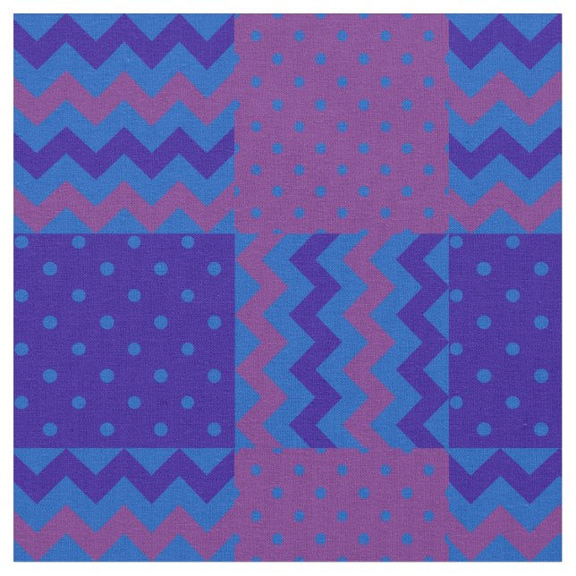 Tecido Chevrons e Bolinhas de ameixa, meia-noite e azul (Detalhe)