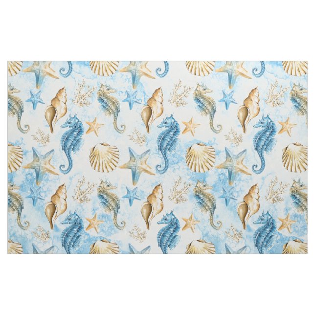 Tecido Chic costal | Azul moderno e Dourado sob o mar (Fat Quarter)