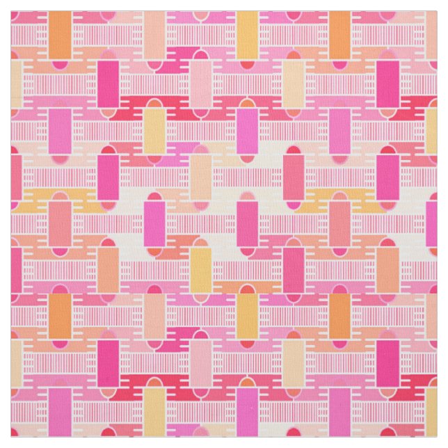 Tecido Chic industrial Art Deco - rosa, pêssego, ouro (Modelo)