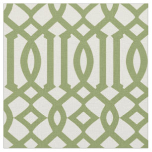 Tecido Chic Olive Green e Ivory Trellis