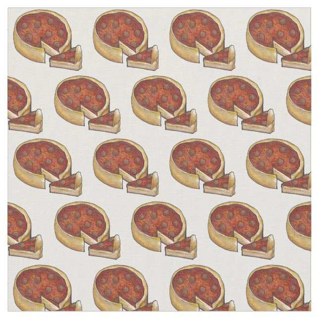Tecido Chicago Deep Dish Pepperoni Pizza Fatia Foodie Pie (Detalhe)