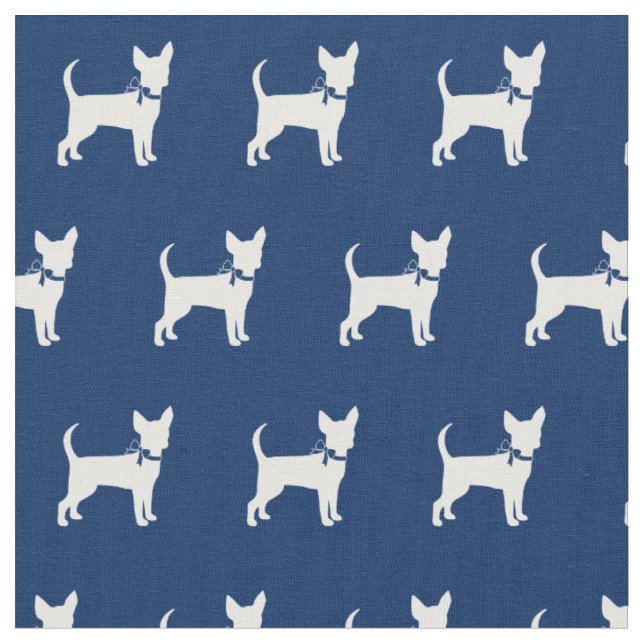 Tecido Chihuahua Dog Silhouket Marinho Azul (Detalhe)