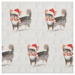 Tecido Chihuahua Papai noel Cachorro Arte Palavra