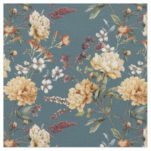 Tecido Chinoiserie floral botânico em aquarela sombria 