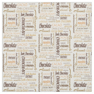 Tecido Chocolate, amêndoas e Design de texto de chocolate