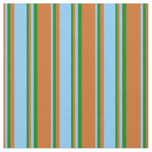 Tecido Chocolate, Azul Claro e Padrão Verde