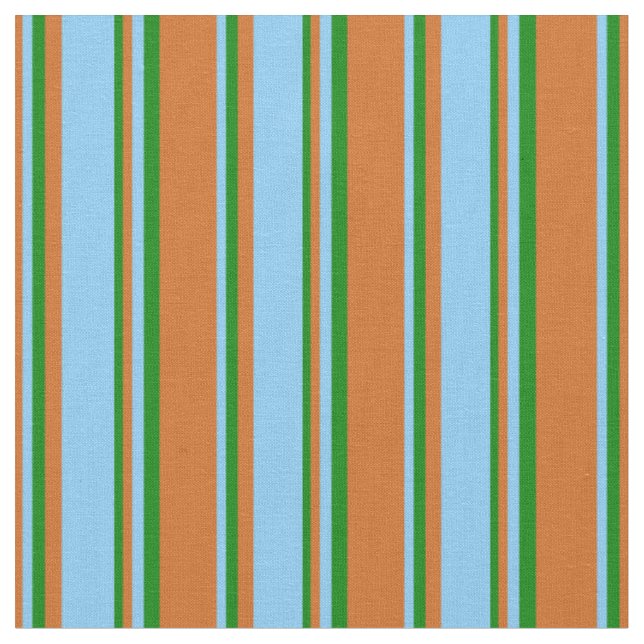 Tecido Chocolate, Azul Claro e Padrão Verde (Detalhe)