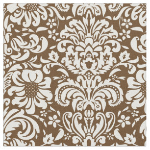 Tecido Chocolate Castanho Floral Damasco